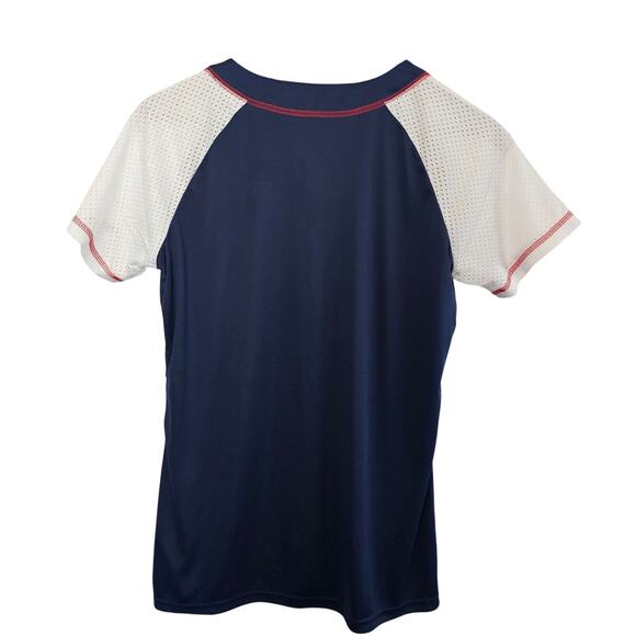 MLB Minnesota Twins Jersey Women Sz Small Blue Baseball Tee Button Up Game Day - Picture 2 of 9